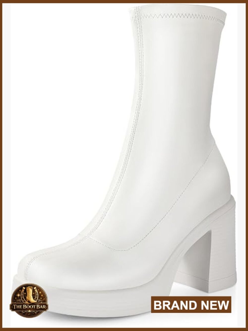 Chunky High Heel Ankle Boots Square Toe Side Zipper Platform Booties